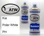 Preview: Kia, Polar White, PH: 400ml Sprühdose + 400ml Klarlack - Set, von ATW Autoteile West.